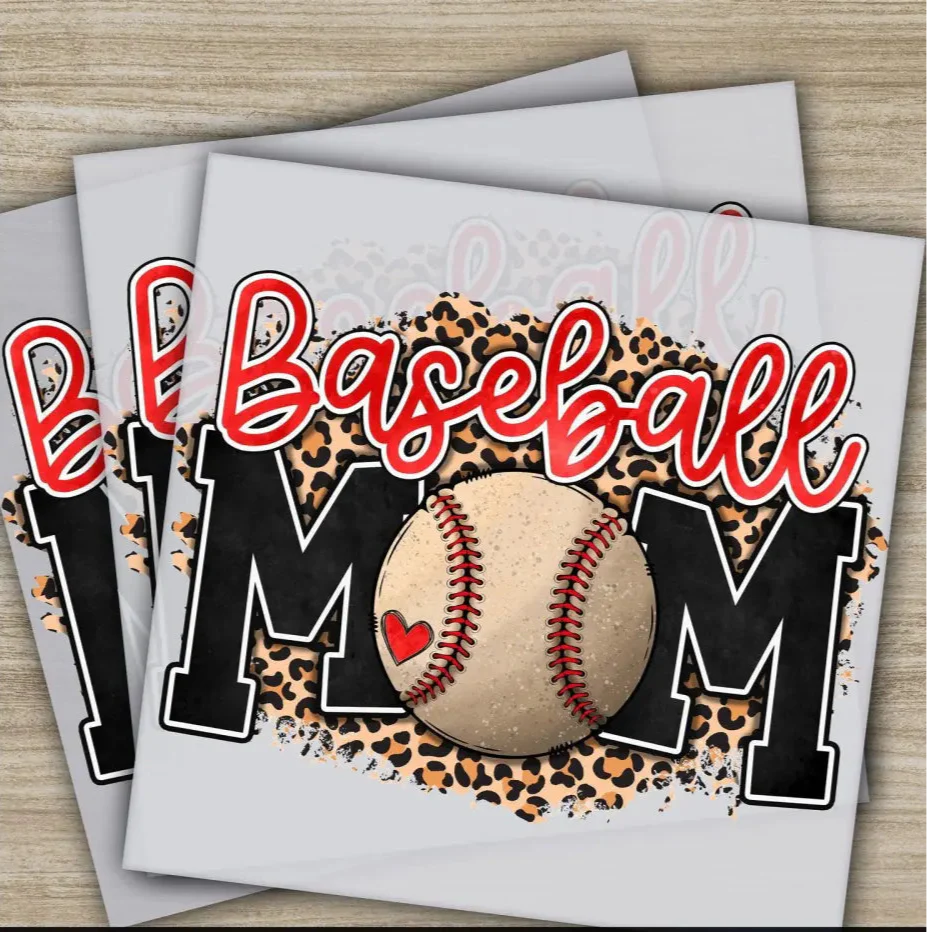 Baseball Mom Leopard Heart DTF Transfers